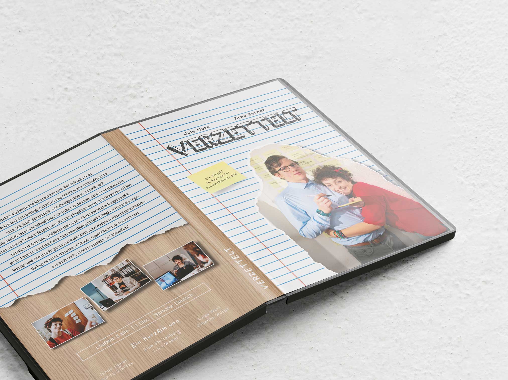 DVD Hülle Verzettelt mit visuellem Design und Branding eines Kurzfilms