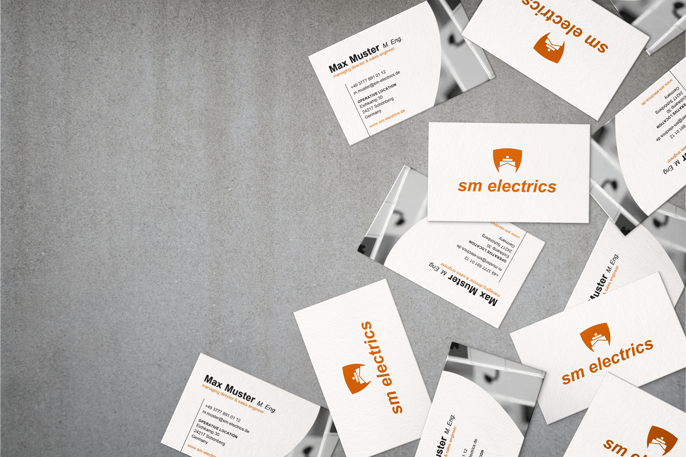 visitenkarten sm electrics, corporate design, Visitenkarten Grafikdesign, Unternehmensausstattung