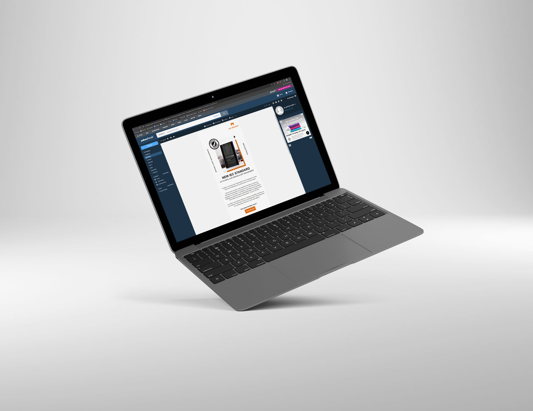 Unternehmenskommunikation Ansicht von mailing sm electrics auf Laptop