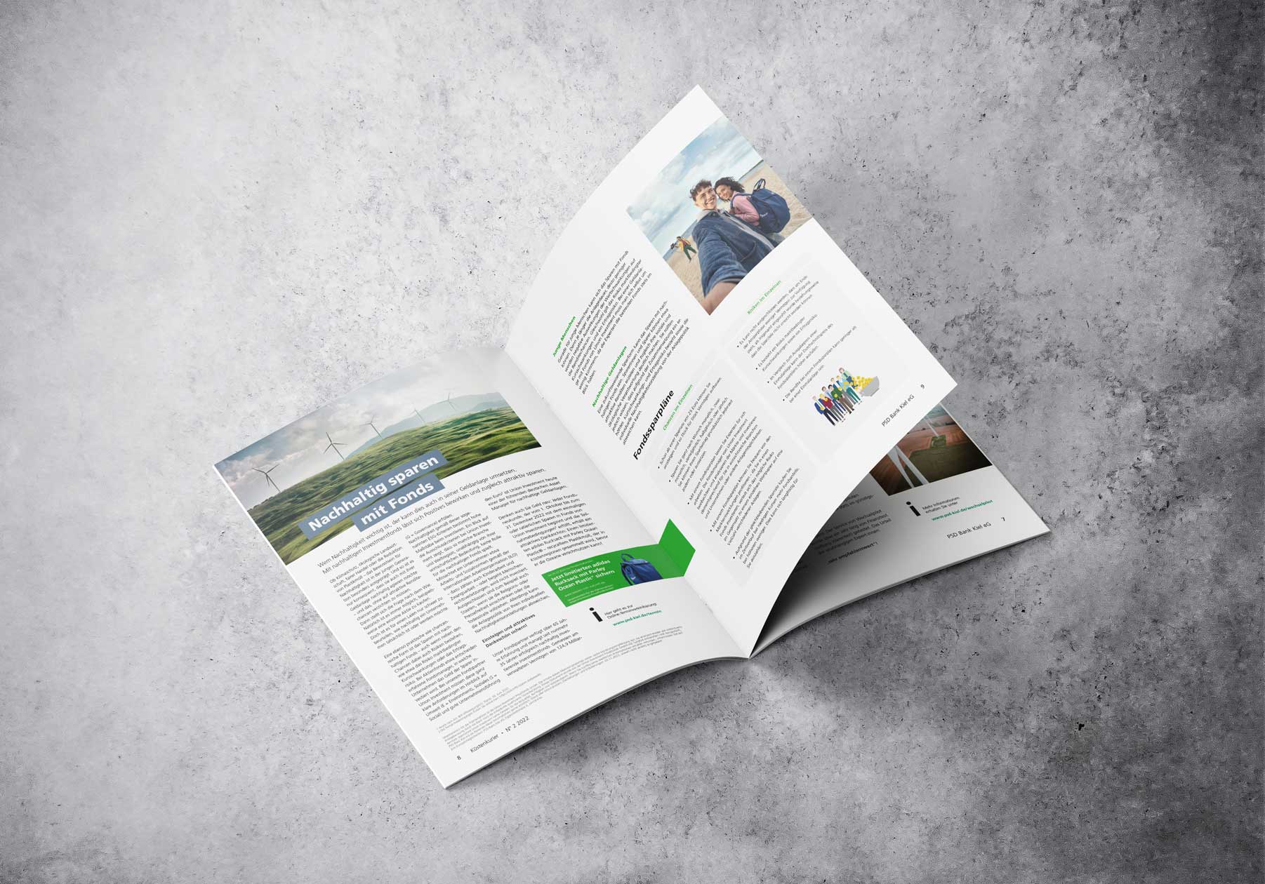 aufgefächertes Kundenmagazin PSD Bank Kiel