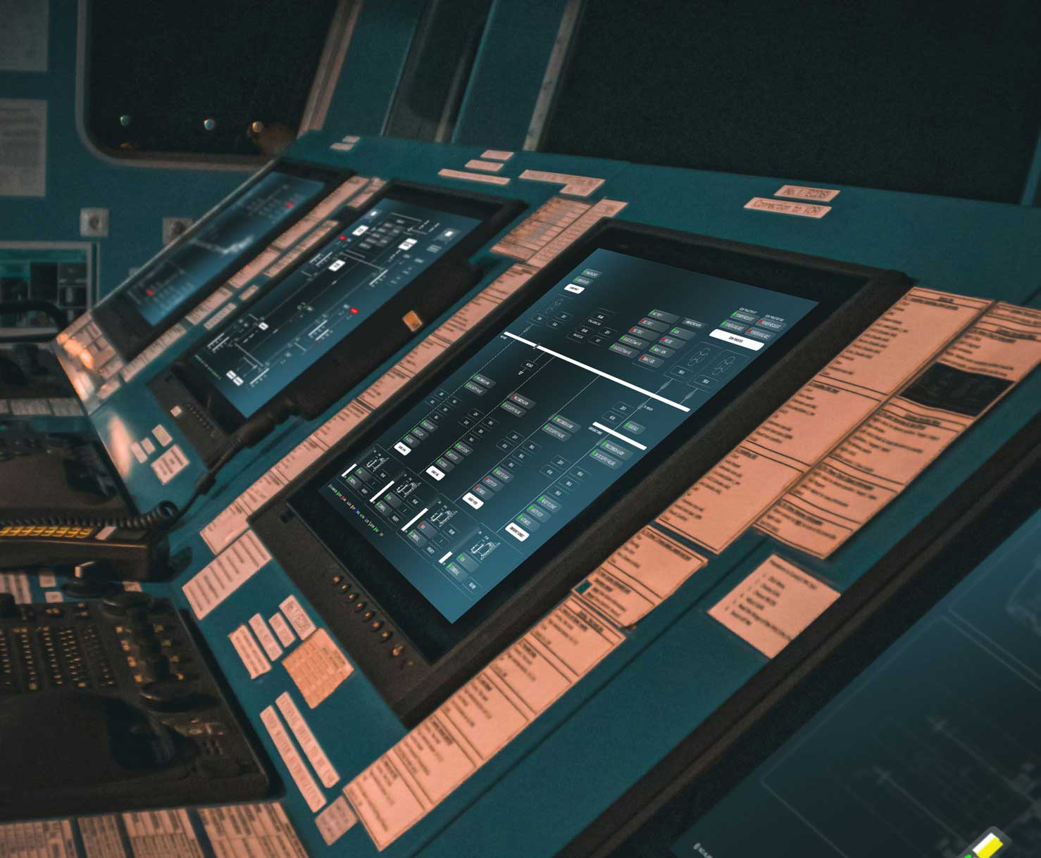 ui design for rockson evolution, Ansicht auf einer Schiffsbrücke